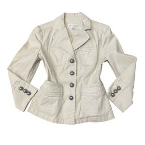 Banana Republic Tan Utility Pocket Blazer Jacket Womens Size 2 Stretch Cotton‎